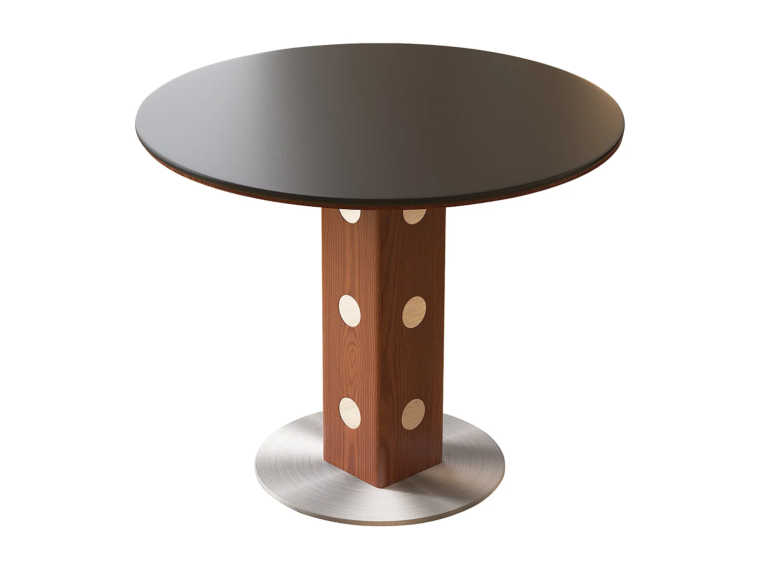 Table à manger ronde style moderne et minimaliste – table de cuisine/salle à manger 90 cm avec plateau en pierre frittée et structure bois-métal pour salon, salle à