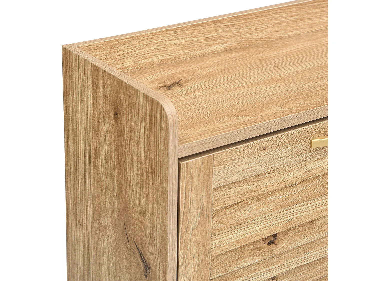 Meuble à chaussures 108.5x24x100 cm - avec 4 portes - Structure en métal - Étagère supérieure - MDF - Naturel