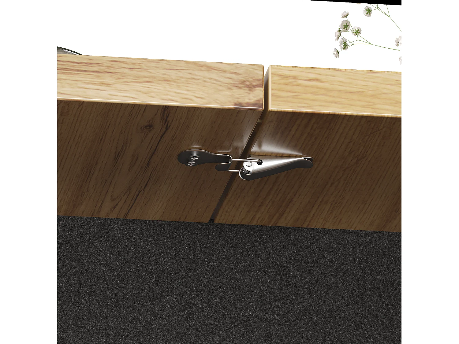 Utdragbart matbord 110/140x80x75 cm - Plats för 6 - 1 dörr - 2 lådor - MDF + Metall - Svart