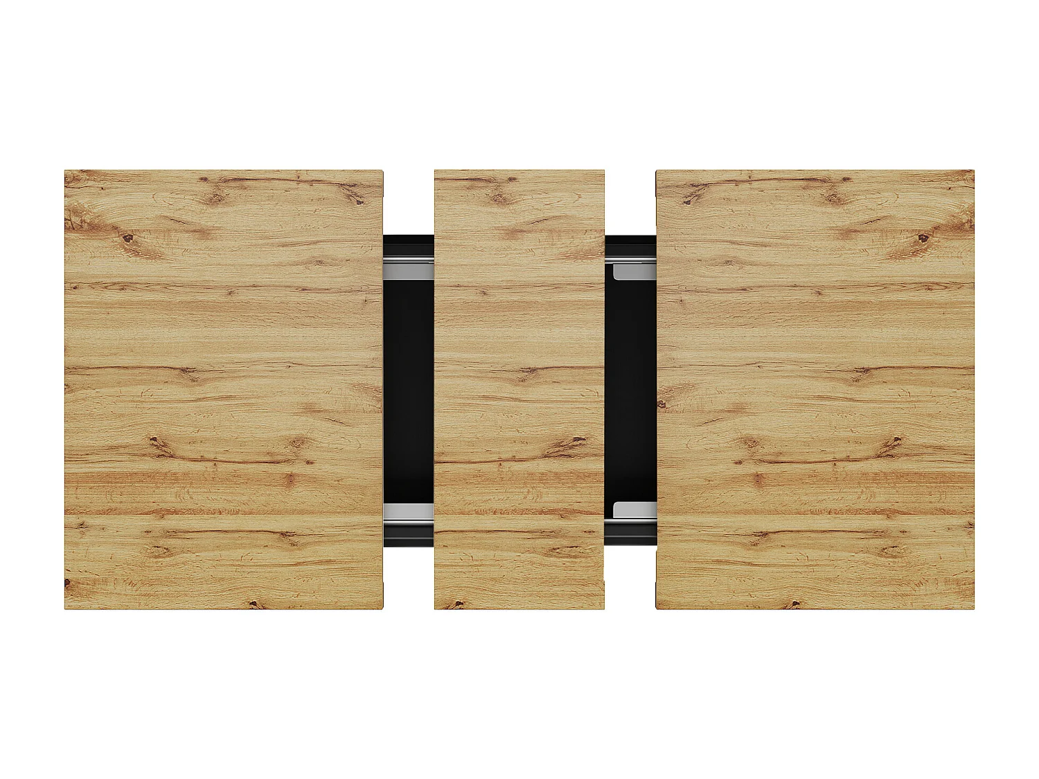 Table à manger extensible 110/140x80x75 cm - avec LED - Pour 6 personnes - 1 porte - 2 tiroirs - MDF + métal - Noir