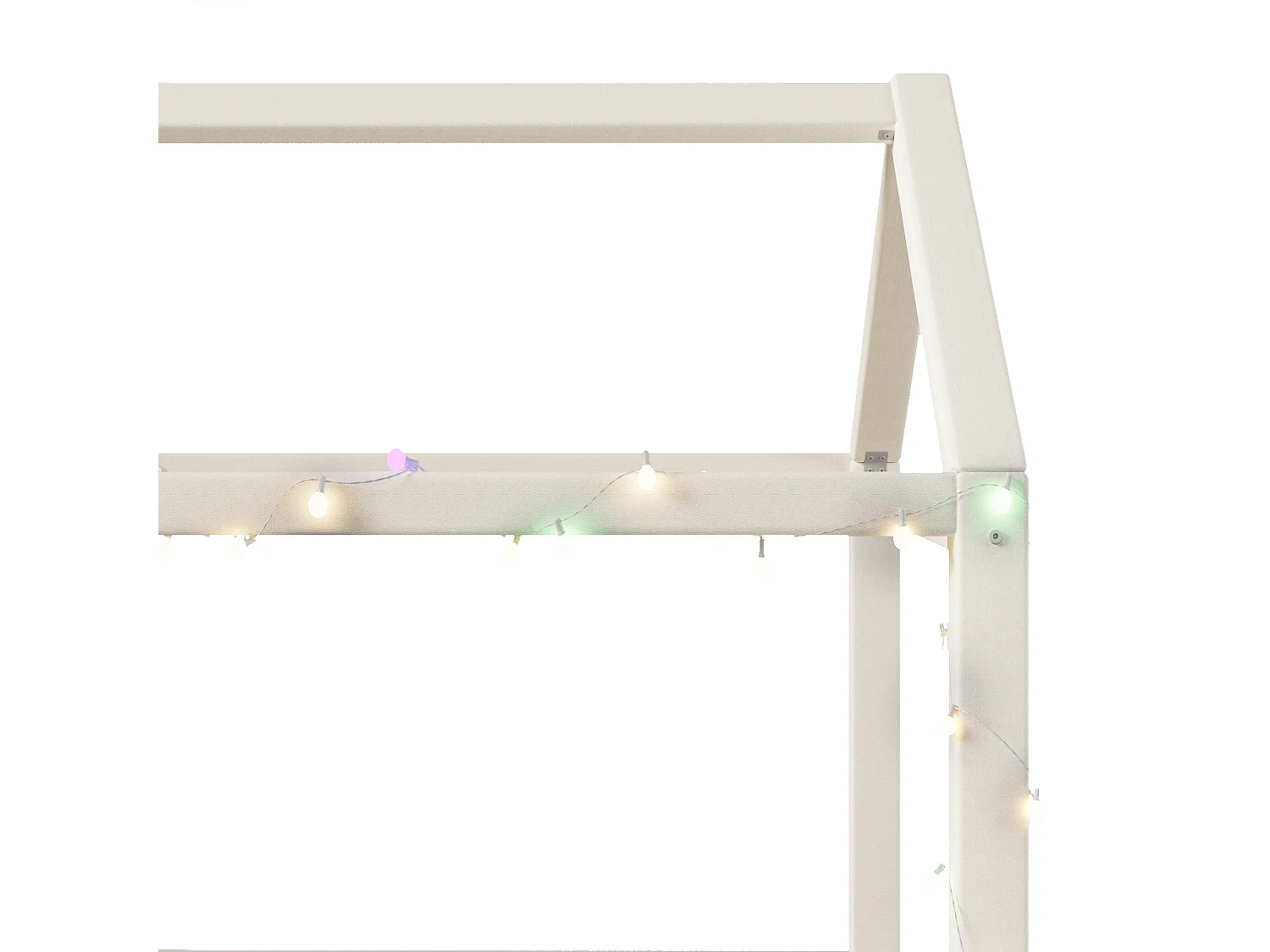 Lit cabane 90x200cm - avec bande lumineuse LED - Design toit - MDF - Beige (matelas non inclus)