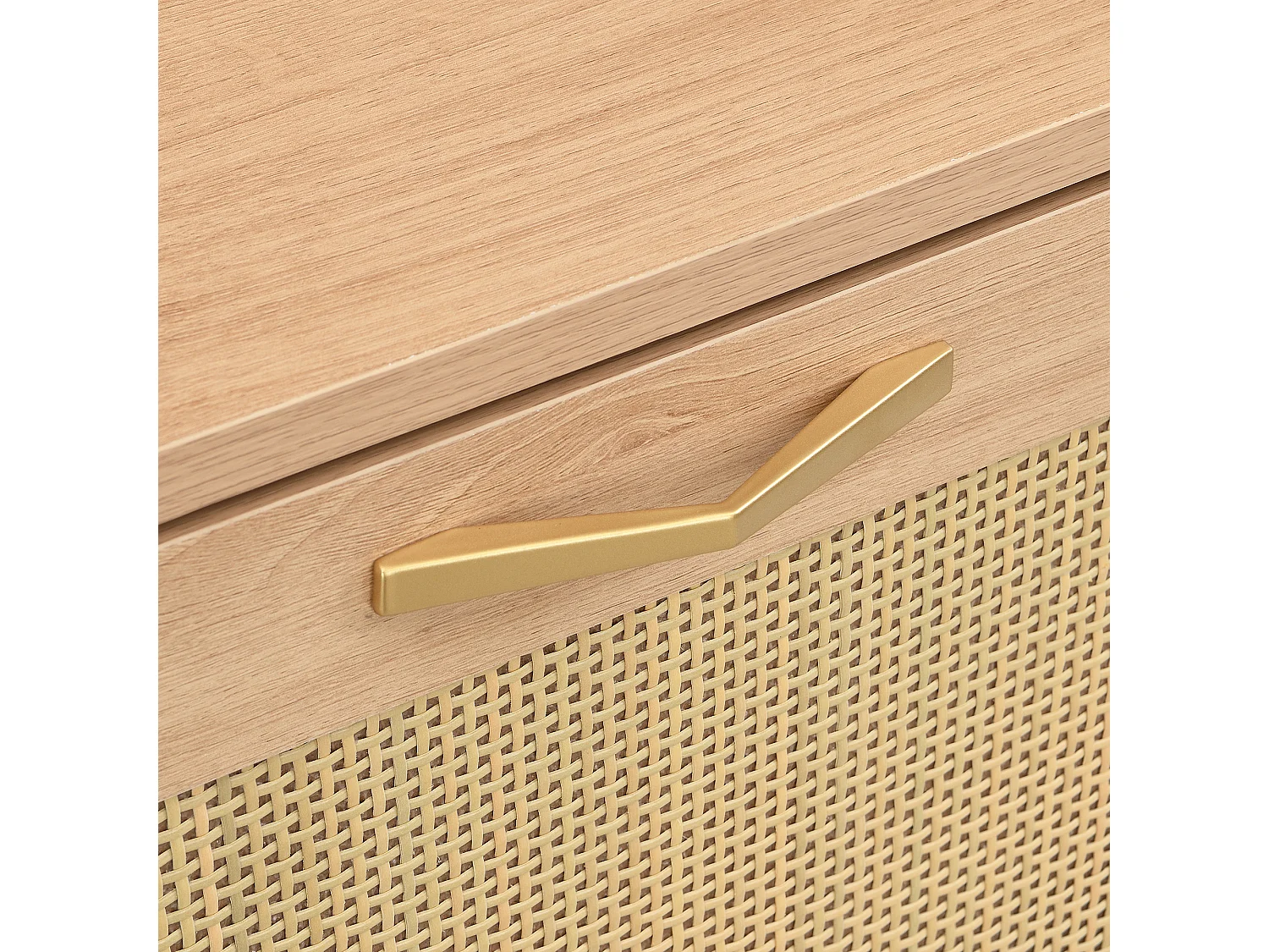 Schuhschrank 108.5x24x100 cm - mit 4 Rattan-Türen - Metallgestell - MDF - Natur