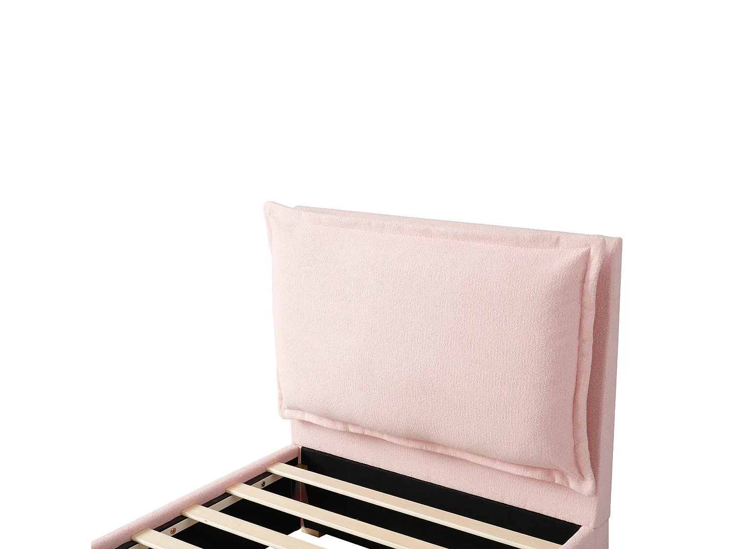 Lit enfant 90x200cm - avec tête de lit rembourrée - avec 1 tiroir - Tissu chenille - Rose (matelas non inclus)