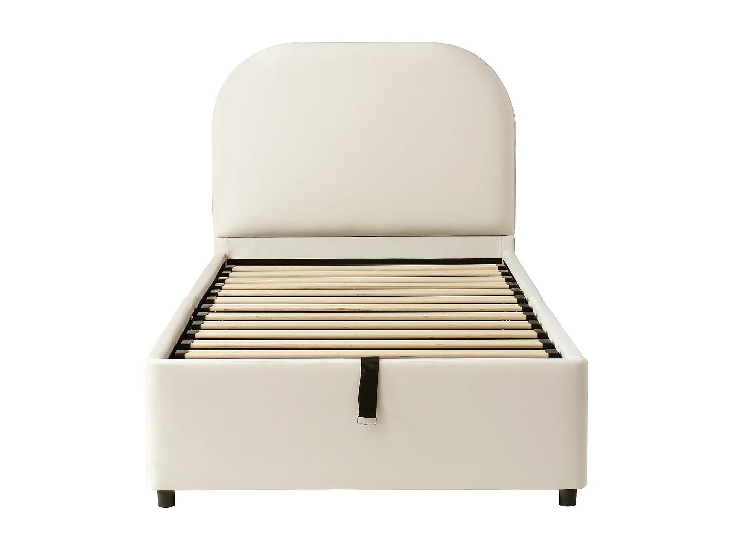 Lit coffre enfant 90x200cm - avec tête de lit rembourrée - avec espace de rangement - Velours - Beige (matelas non inclus)