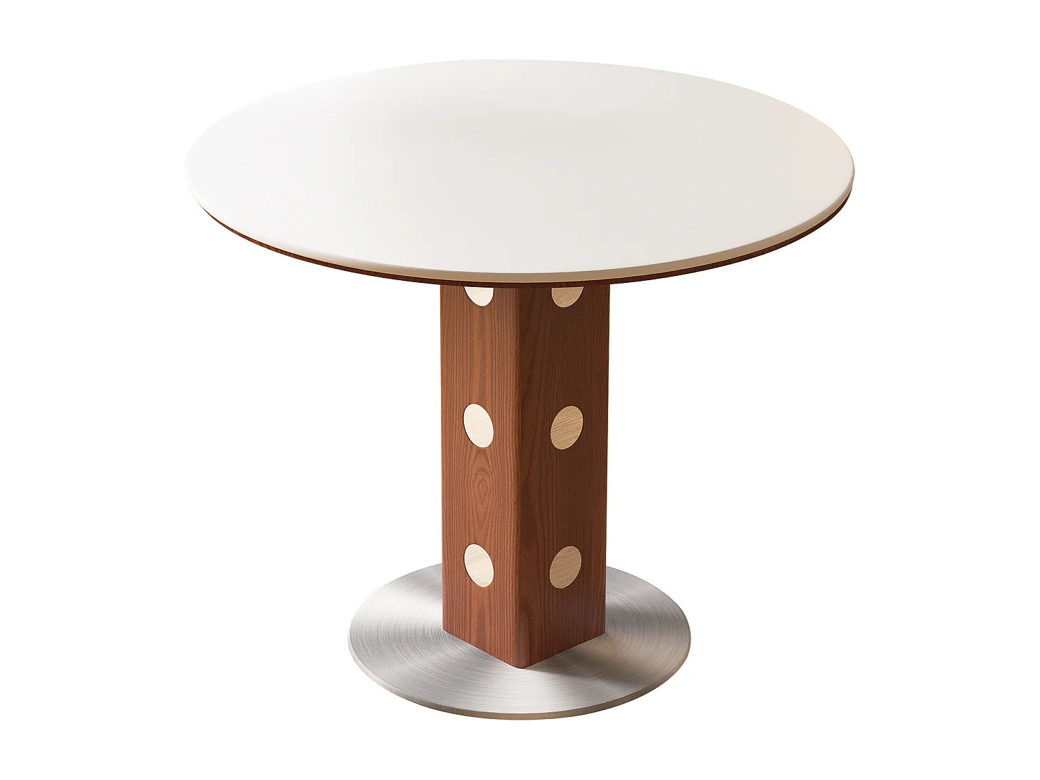 Table à manger ronde style moderne et minimaliste – table de cuisine/salle à manger 90 cm avec plateau en pierre frittée et structure bois-métal pour salon, salle à