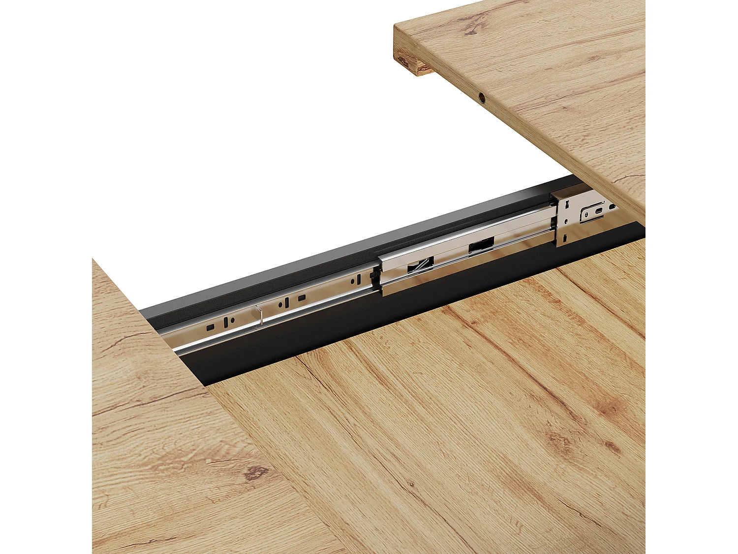 Stolik rozkładany jadalniany 110/140x80x75 cm - Dla 6 osób - 1 front - 2 szuflady - MDF + metal - Czarny