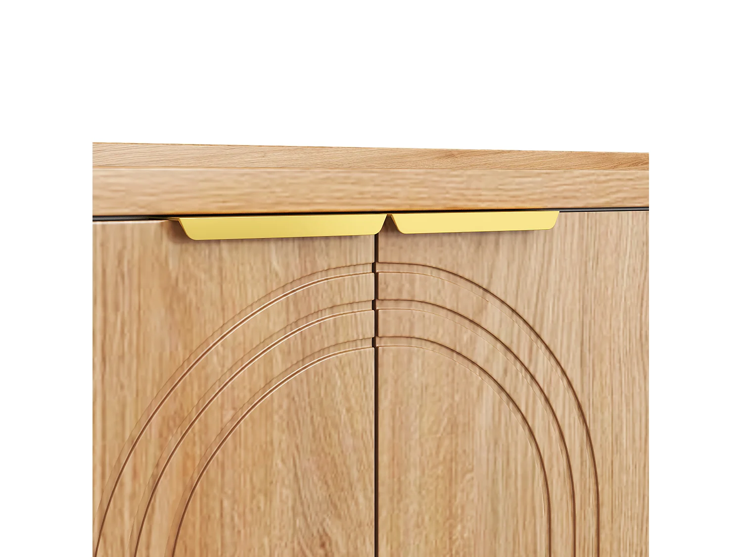 Meuble TV 170 x 35 x 47,5 cm - 4 portes - Pieds en métal - Aspect bois - MDF - Naturel