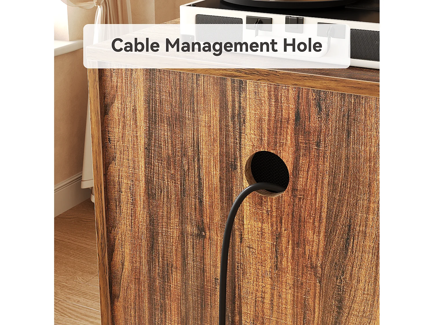 Schmale Beistelltisch, Plattenspieler-Ständer, Vinyl-Platten-Tisch-Lagerungsschrank Plattenspieler-Ständer