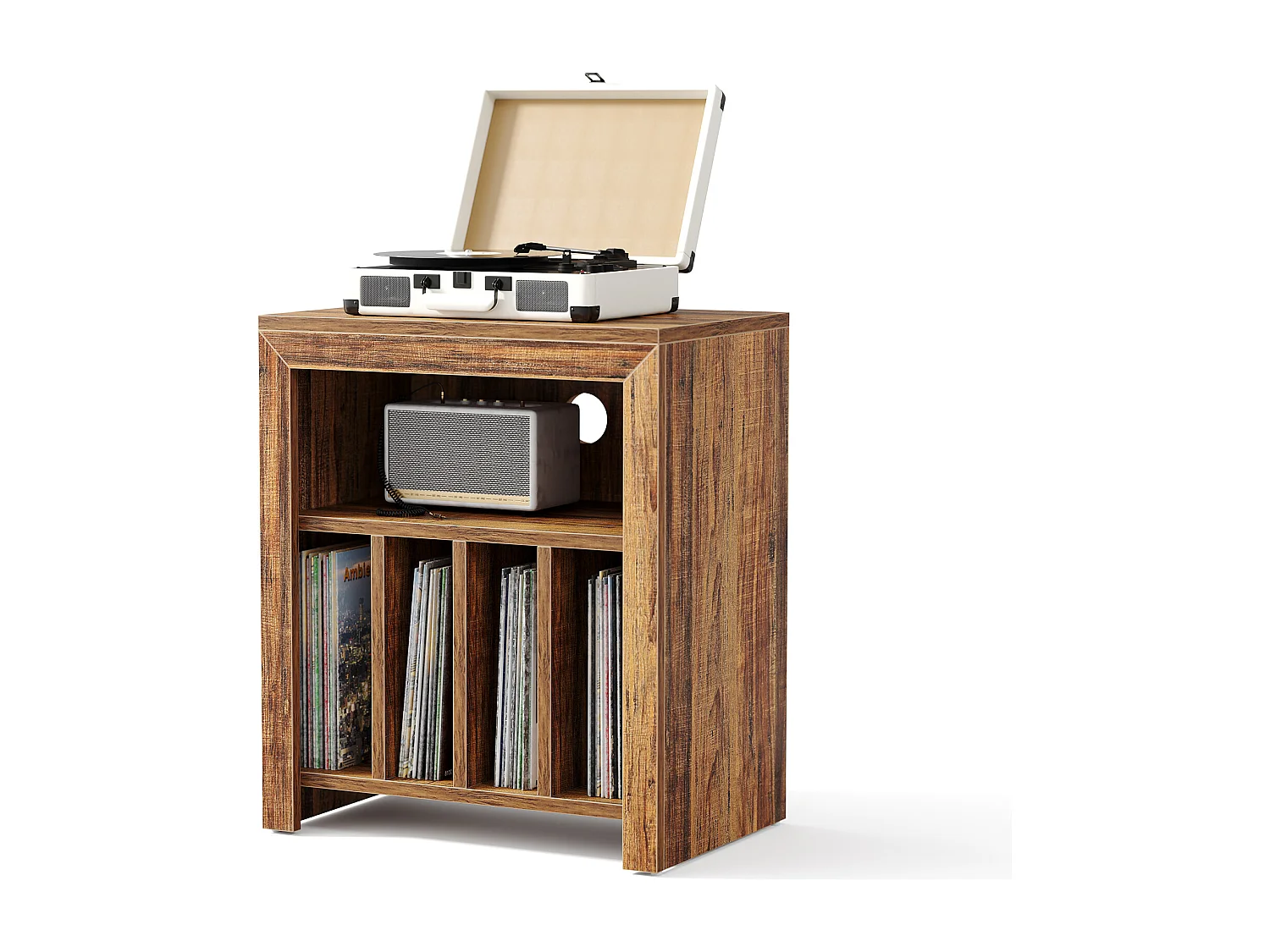 Tavolino laterale stretto, supporto per giradischi, mobiletto portaoggetti per dischi in vinile, supporto per giradischi