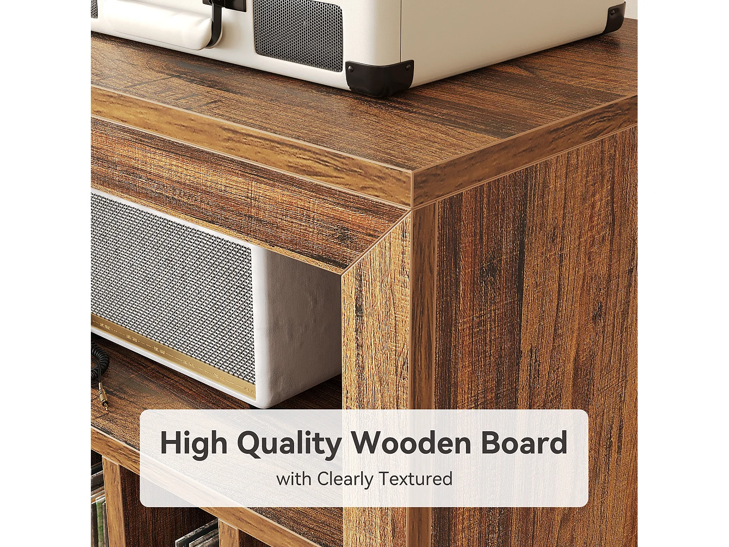 Table d'appoint étroite, support pour platine vinyle, meuble de rangement pour disques vinyles