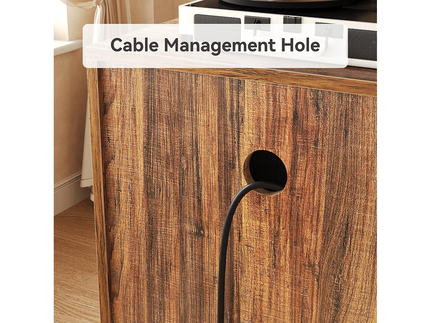 Table d'appoint étroite, support pour platine vinyle, meuble de rangement pour disques vinyles