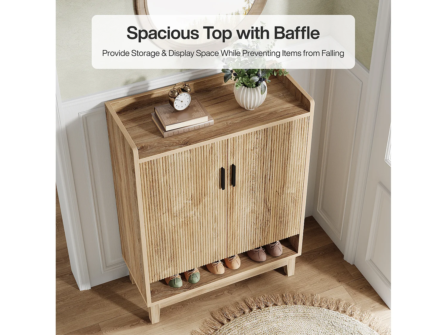 Meuble à chaussures avec portes, rangement pour 20 paires de chaussures d'entrée, style ferme