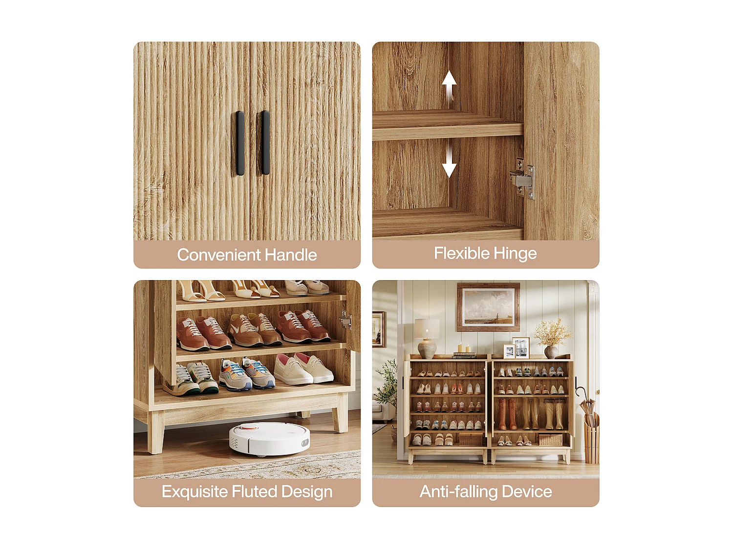 Meuble à chaussures avec portes, rangement pour 20 paires de chaussures d'entrée, style ferme