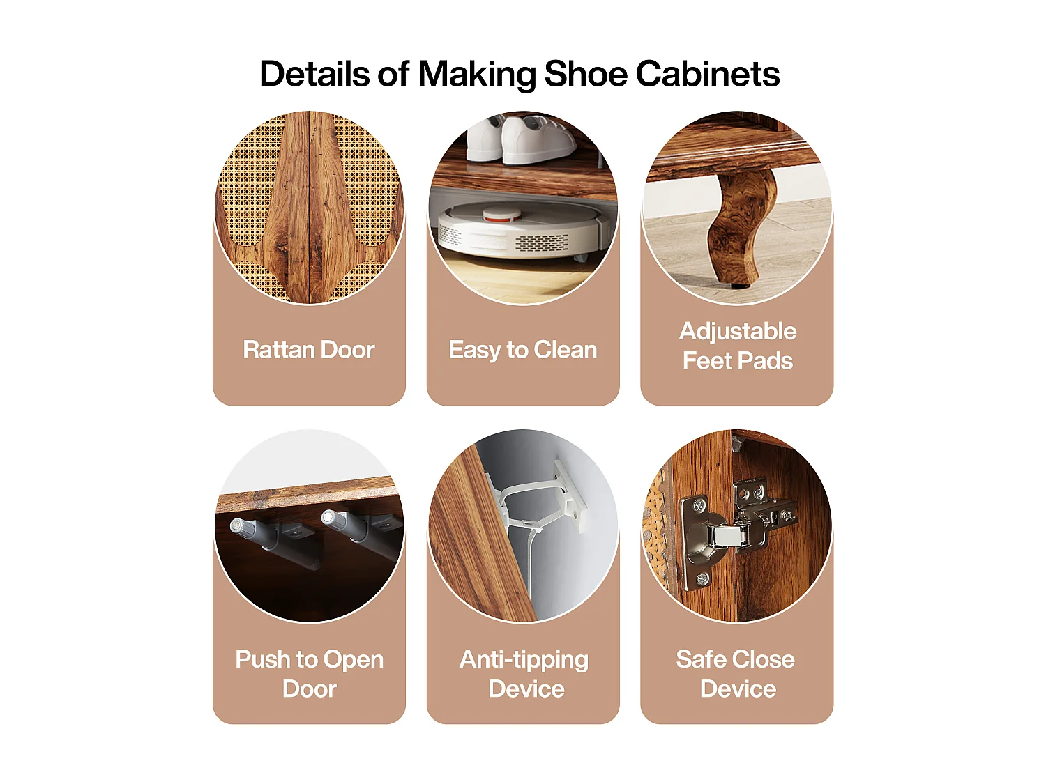 Meuble à chaussures en rotin pour entrée, grand modèle moderne à 5 niveaux, rangement dissimulé pour 25 paires de chaussures