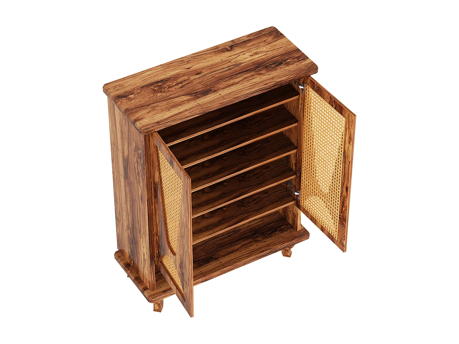 Meuble à chaussures en rotin pour entrée, grand modèle moderne à 5 niveaux, rangement dissimulé pour 25 paires de chaussures