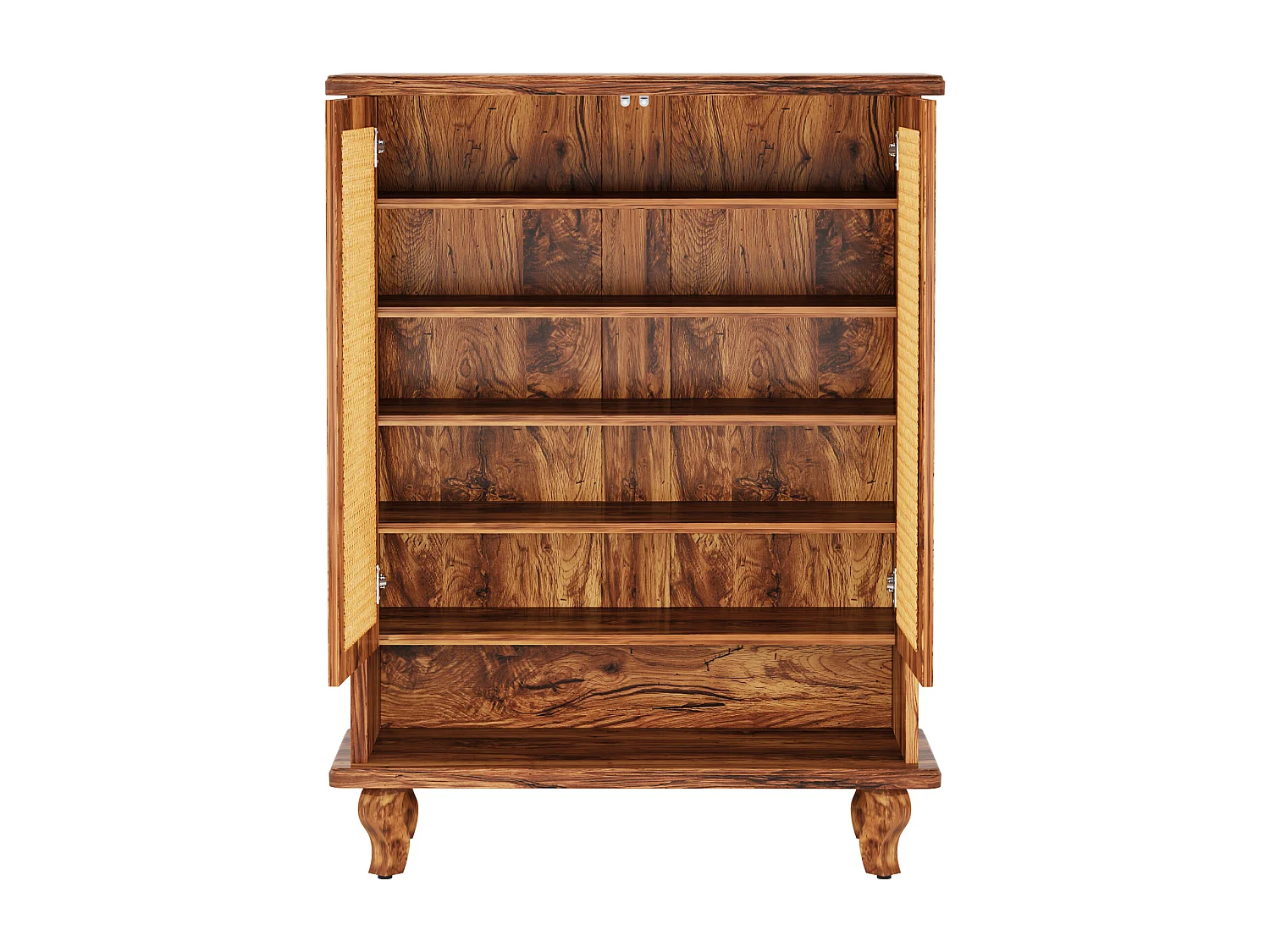 Meuble à chaussures en rotin pour entrée, grand modèle moderne à 5 niveaux, rangement dissimulé pour 25 paires de chaussures