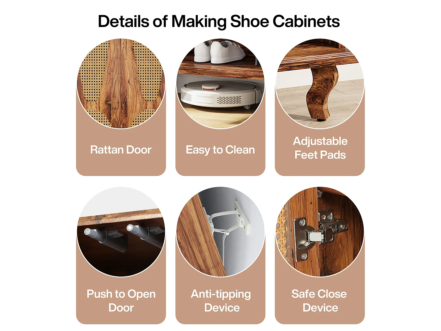 Meuble à chaussures en rotin pour entrée, grand modèle moderne à 5 niveaux, rangement dissimulé pour 25 paires de chaussures