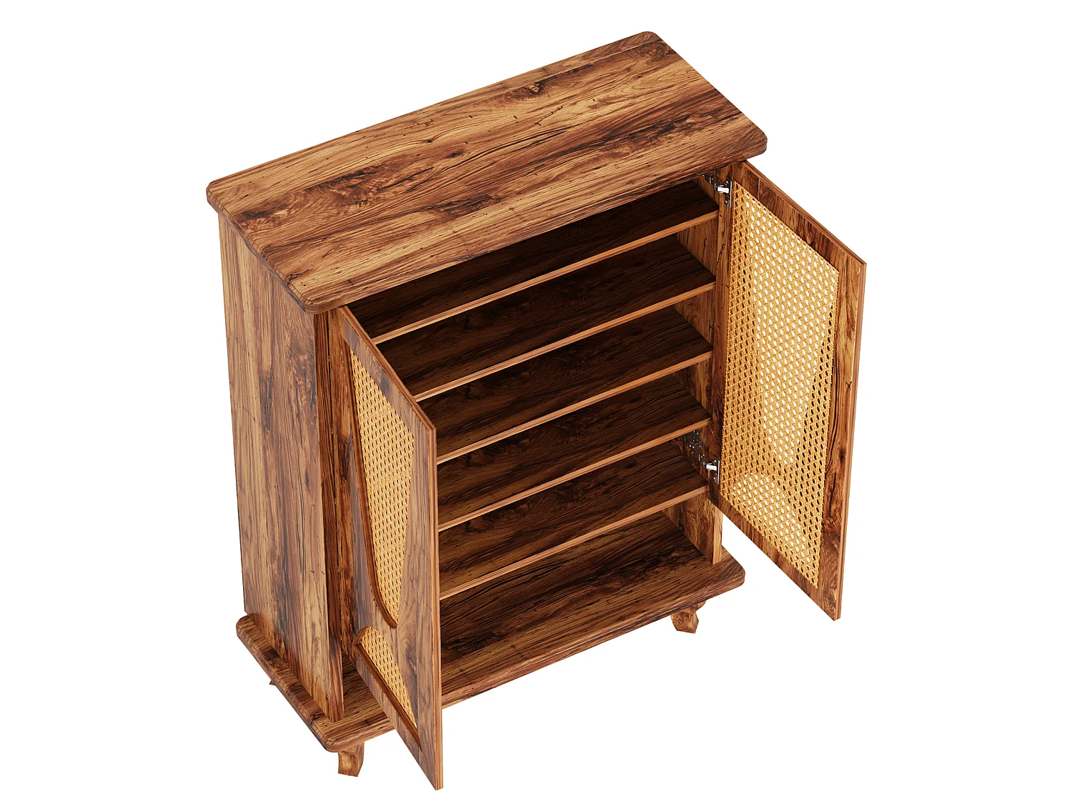 Meuble à chaussures en rotin pour entrée, grand modèle moderne à 5 niveaux, rangement dissimulé pour 25 paires de chaussures
