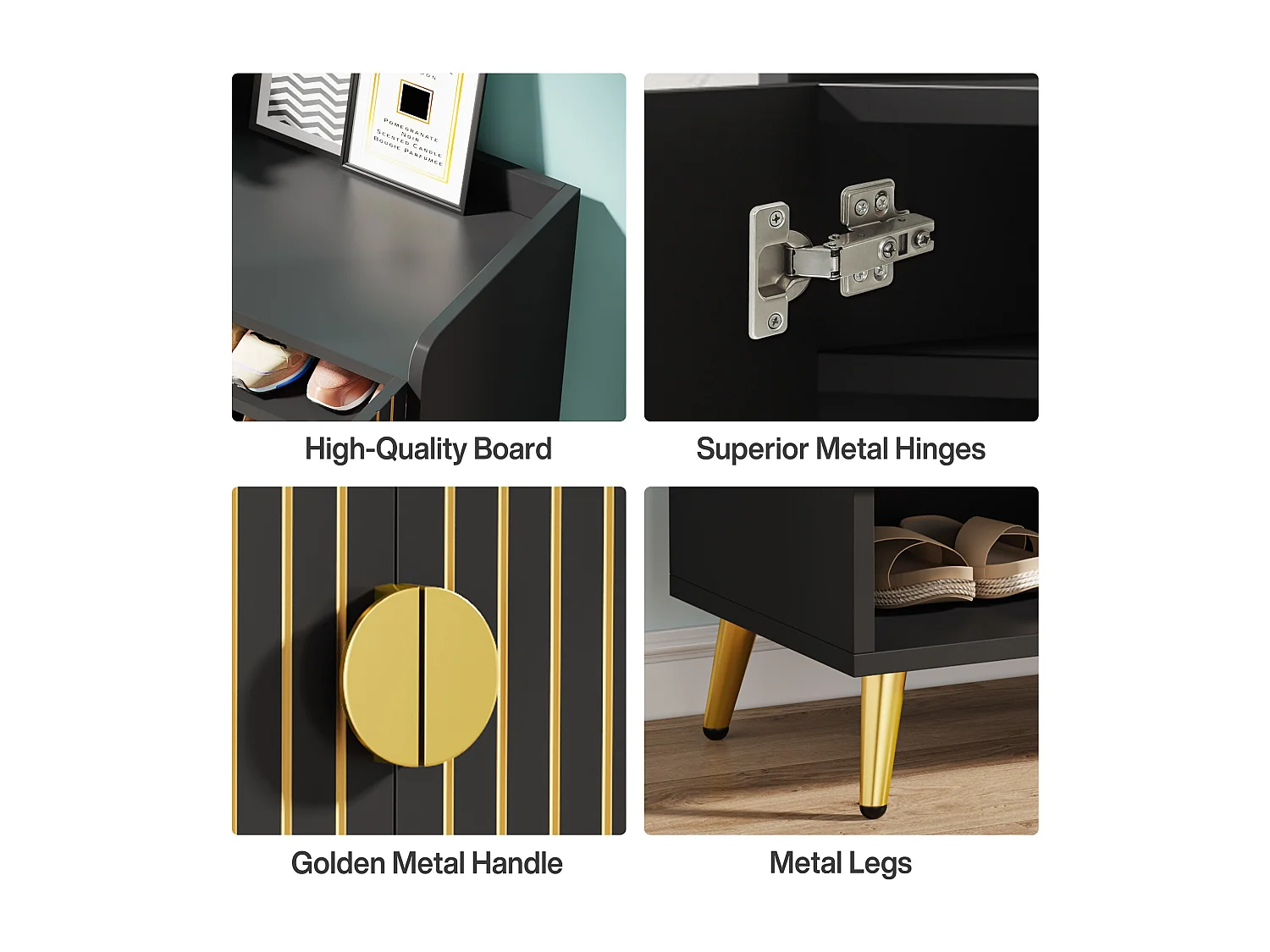 Meuble à chaussures avec portes, meuble de rangement à chaussures à 6 niveaux avec étagères réglables