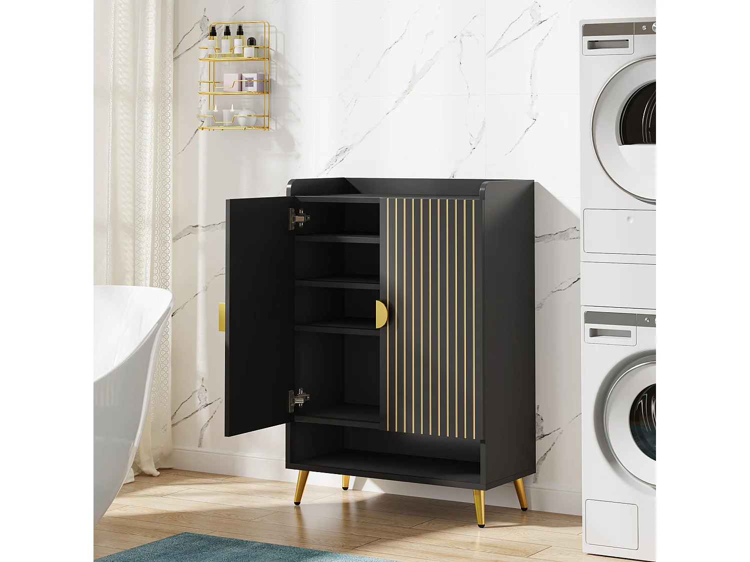 Meuble à chaussures avec portes, meuble de rangement à chaussures à 6 niveaux avec étagères réglables