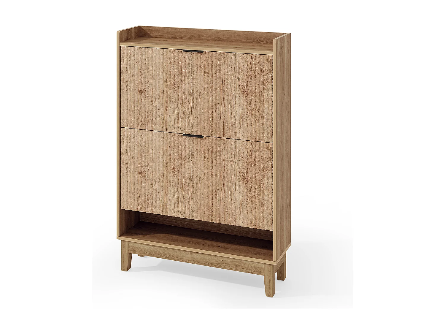 Schuhschrank mit 2 Klappfächern, versteckter Schuheaufbewahrung mit offenem Fach