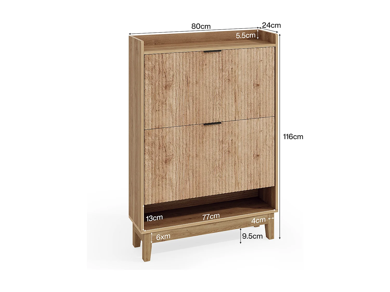 Szafka na buty z 2 wysuwanymi szufladami, ukrytym schowkiem na buty i otwartą półką