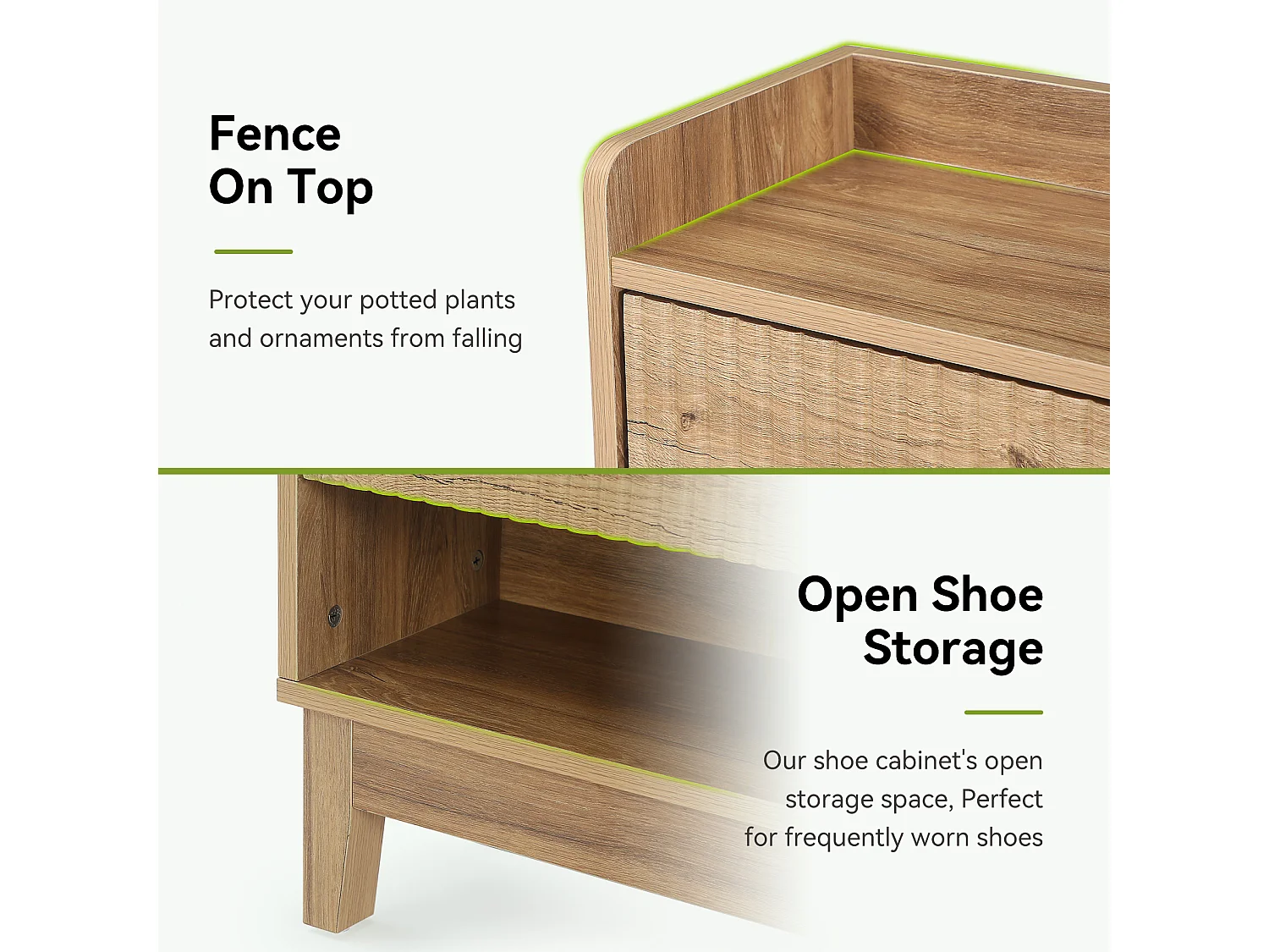 Szafka na buty z 2 wysuwanymi szufladami, ukrytym schowkiem na buty i otwartą półką