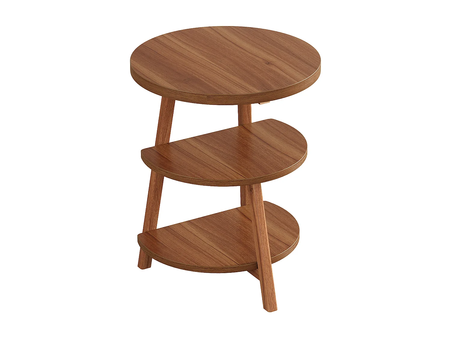 3-Schicht-Rundes Nachttisch mit Ablageschränken, 50cm-Nachttisch für kleine Räume