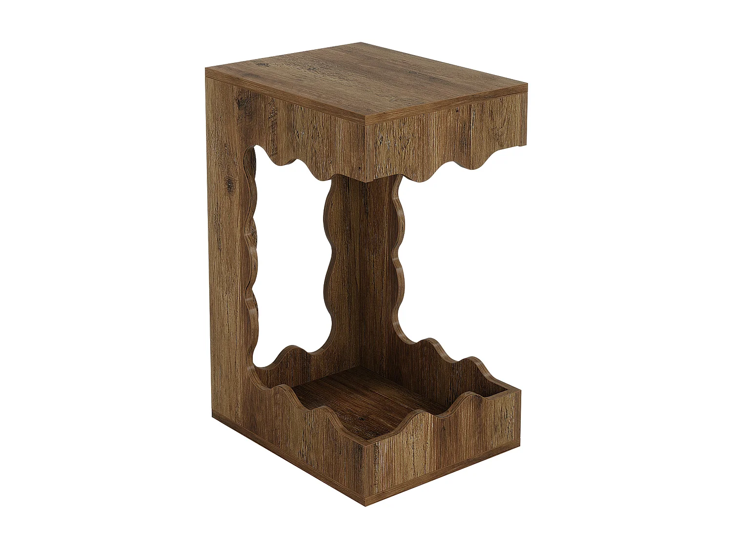 Table d'appoint étroite, table de chevet à deux niveaux en forme de C pour salon, table de nuit de style campagnard pour chambre à coucher