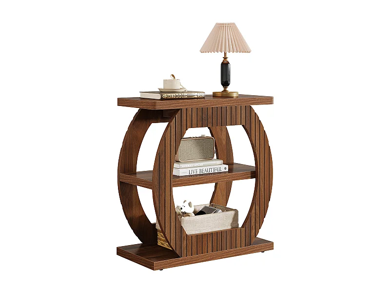 Nebentisch für das Wohnzimmer, 60 cm hohe Beistelltisch mit 3-stufigen Ablageschränken