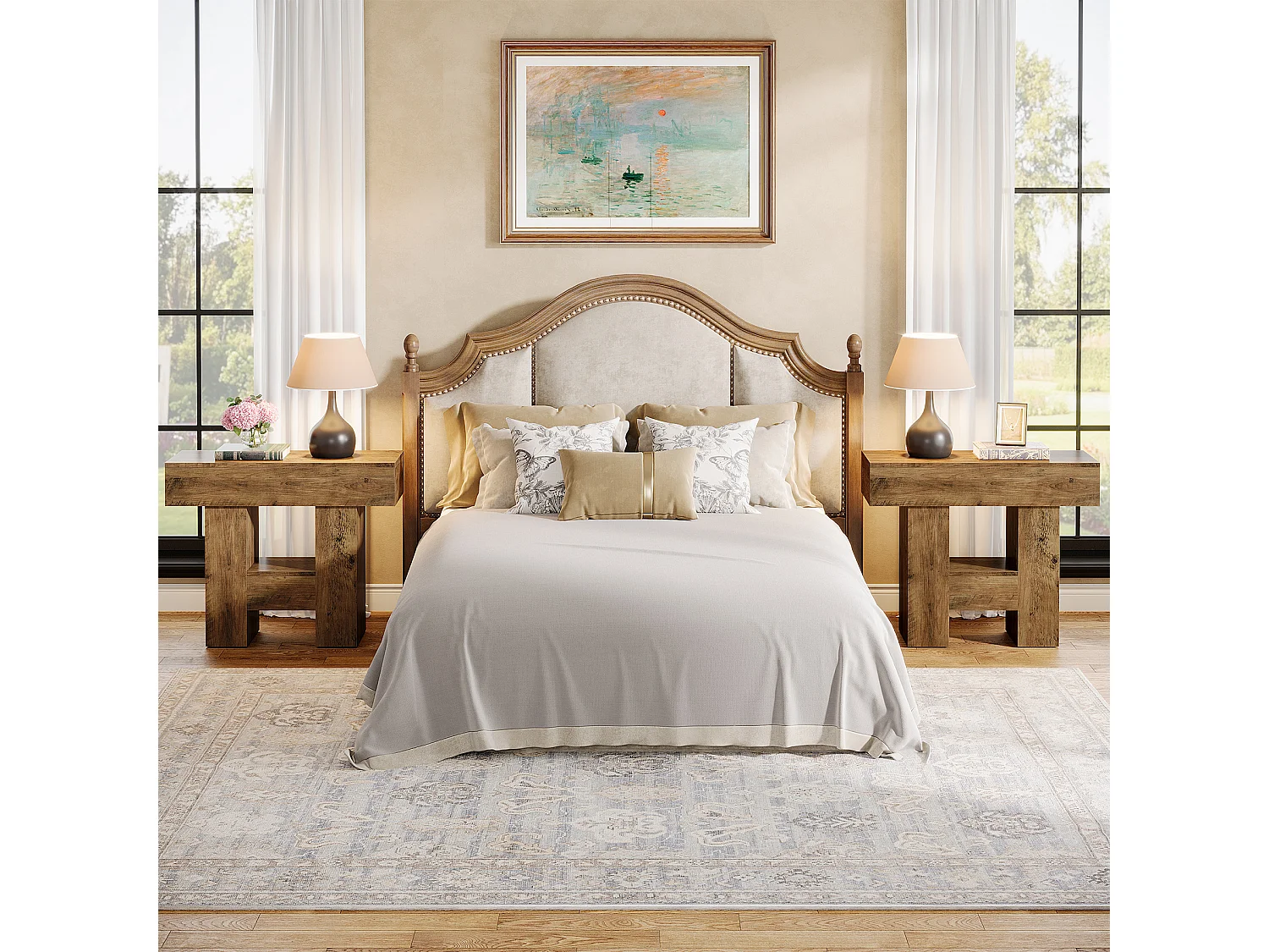 Schmale Beistelltisch, Landhausstil Sofaseitentisch mit 2-stufiger Ablageplattform