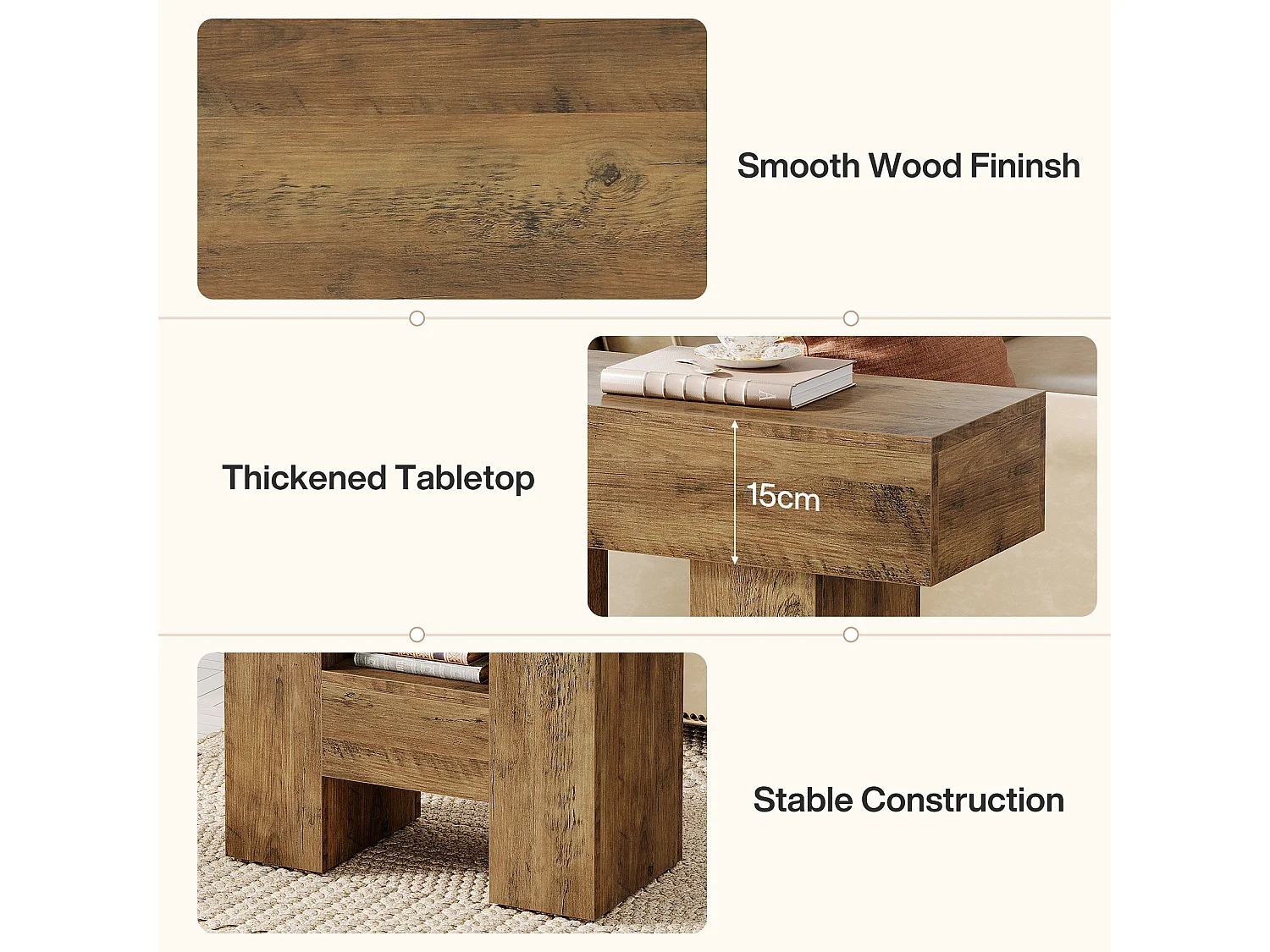 Schmale Beistelltisch, Landhausstil Sofaseitentisch mit 2-stufiger Ablageplattform