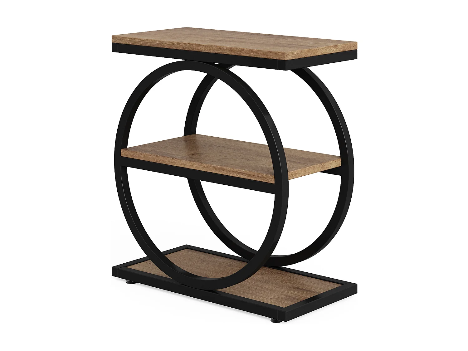 Table d'appoint étroite avec 3 étagères de rangement, style industriel, petite table de chevet pour canapé