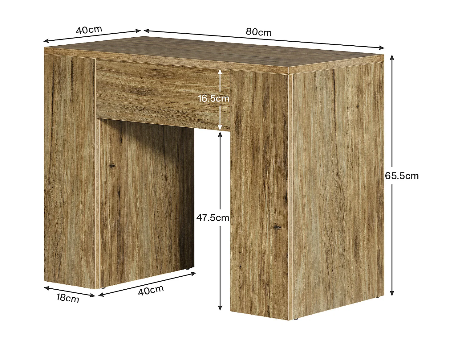 Mesa Lateral de Fim de Sala Rustica de 80cm, Mesa Lateral de Sofá Moderna de Meio Século com Pedestal Resistente