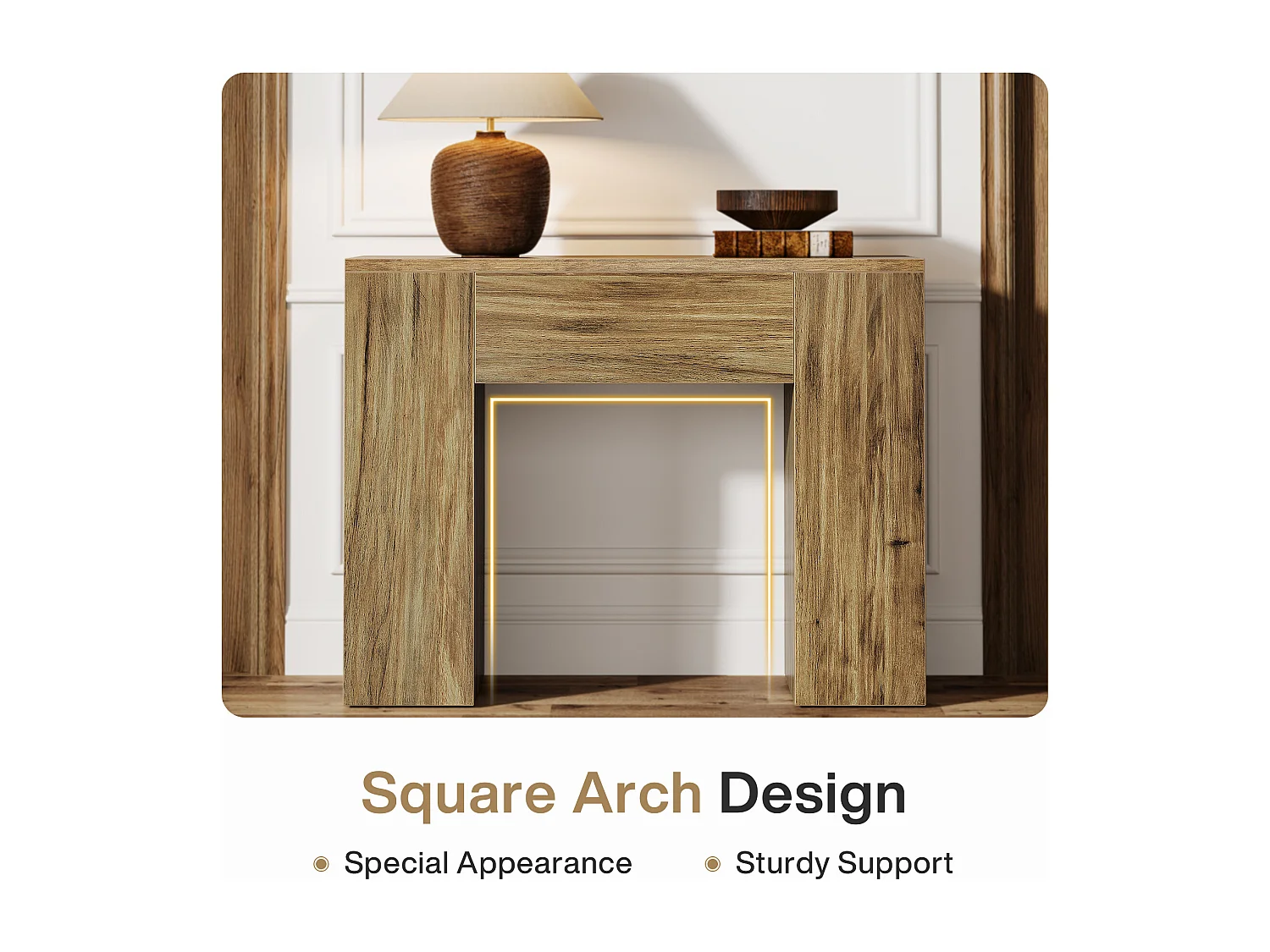 Mesa Lateral de Fim de Sala Rustica de 80cm, Mesa Lateral de Sofá Moderna de Meio Século com Pedestal Resistente