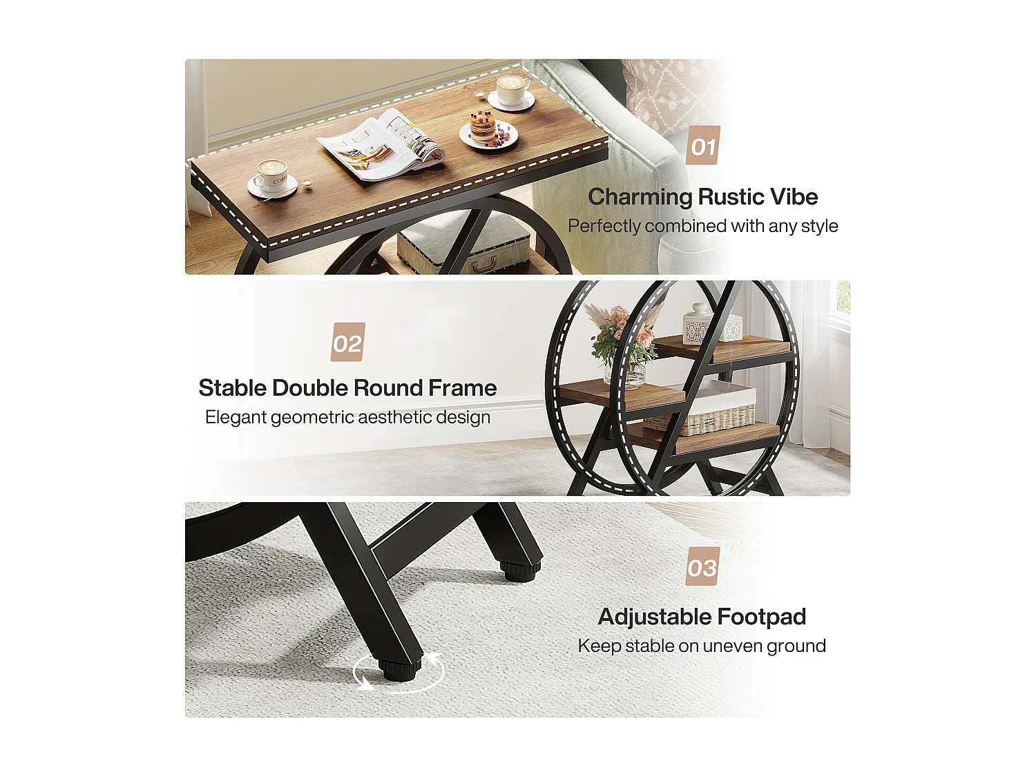 Mesa lateral estrecha con amplio espacio de almacenamiento de 4 niveles, mesa de noche moderna