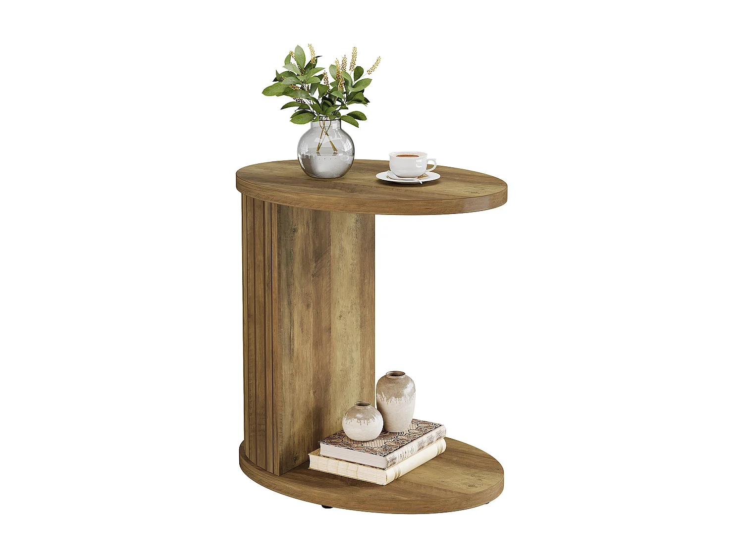 Table d'appoint pour canapé, table latérale à 2 niveaux avec étagère de rangement, table en C pour canapé, idéale pour les petits espaces