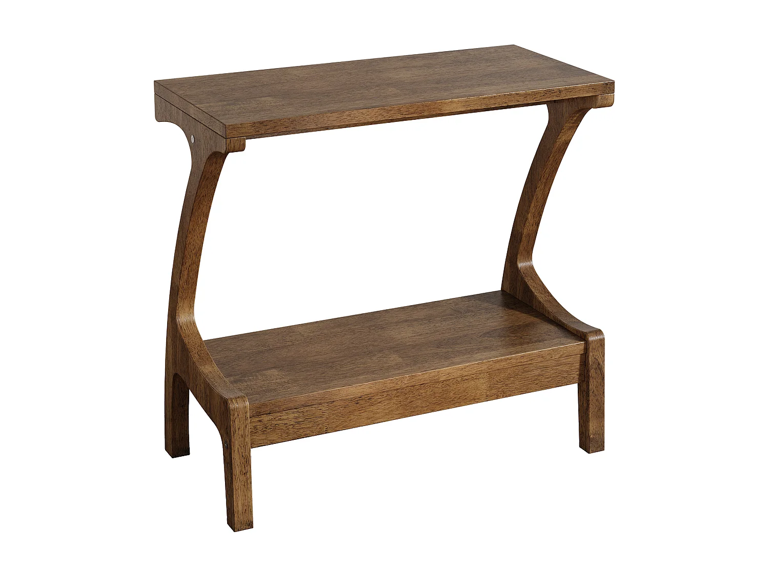 Table d'appoint en bois massif avec étagère de rangement, petite table d'appoint pour salon, chambre