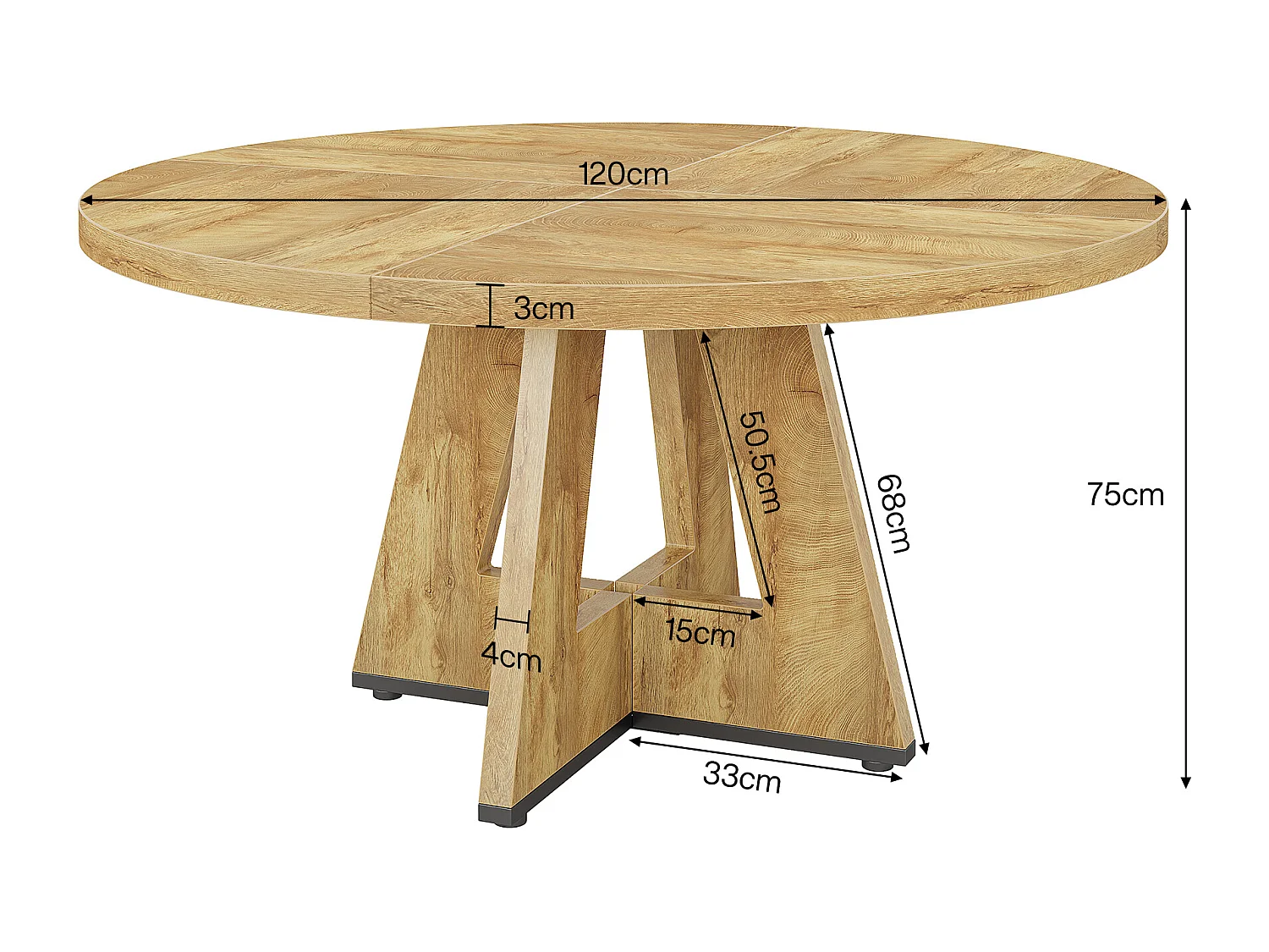 Okrągły stół jadalny do kuchni Farmhouse Circle o szerokości 4120 cm