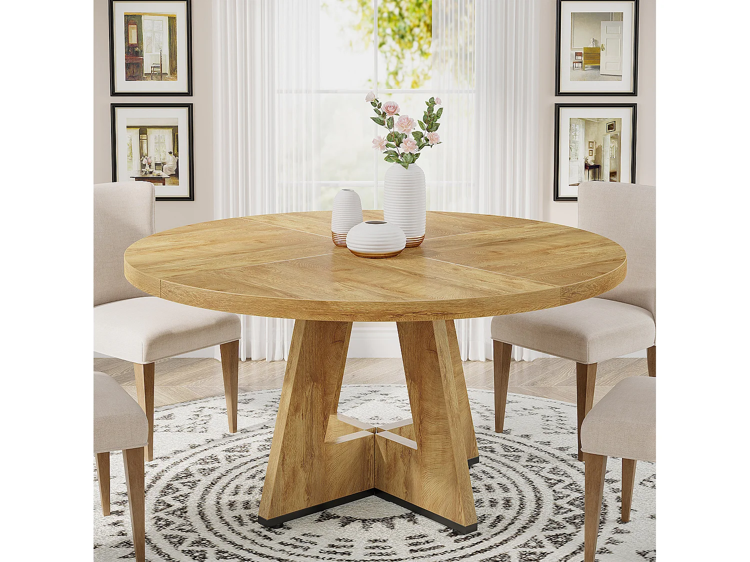 Okrągły stół jadalny do kuchni Farmhouse Circle o szerokości 4120 cm