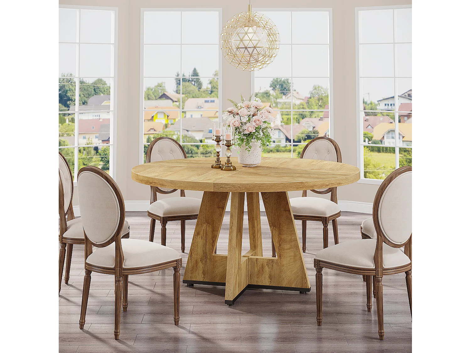 Okrągły stół jadalny do kuchni Farmhouse Circle o szerokości 4120 cm
