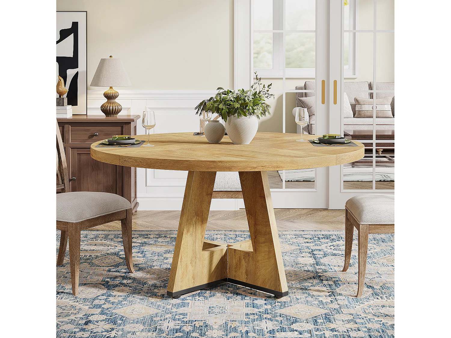 Okrągły stół jadalny do kuchni Farmhouse Circle o szerokości 4120 cm