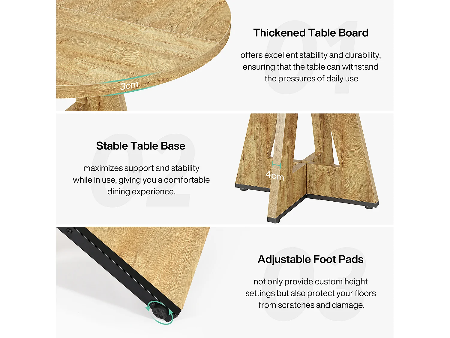 Okrągły stół jadalny do kuchni Farmhouse Circle o szerokości 4120 cm