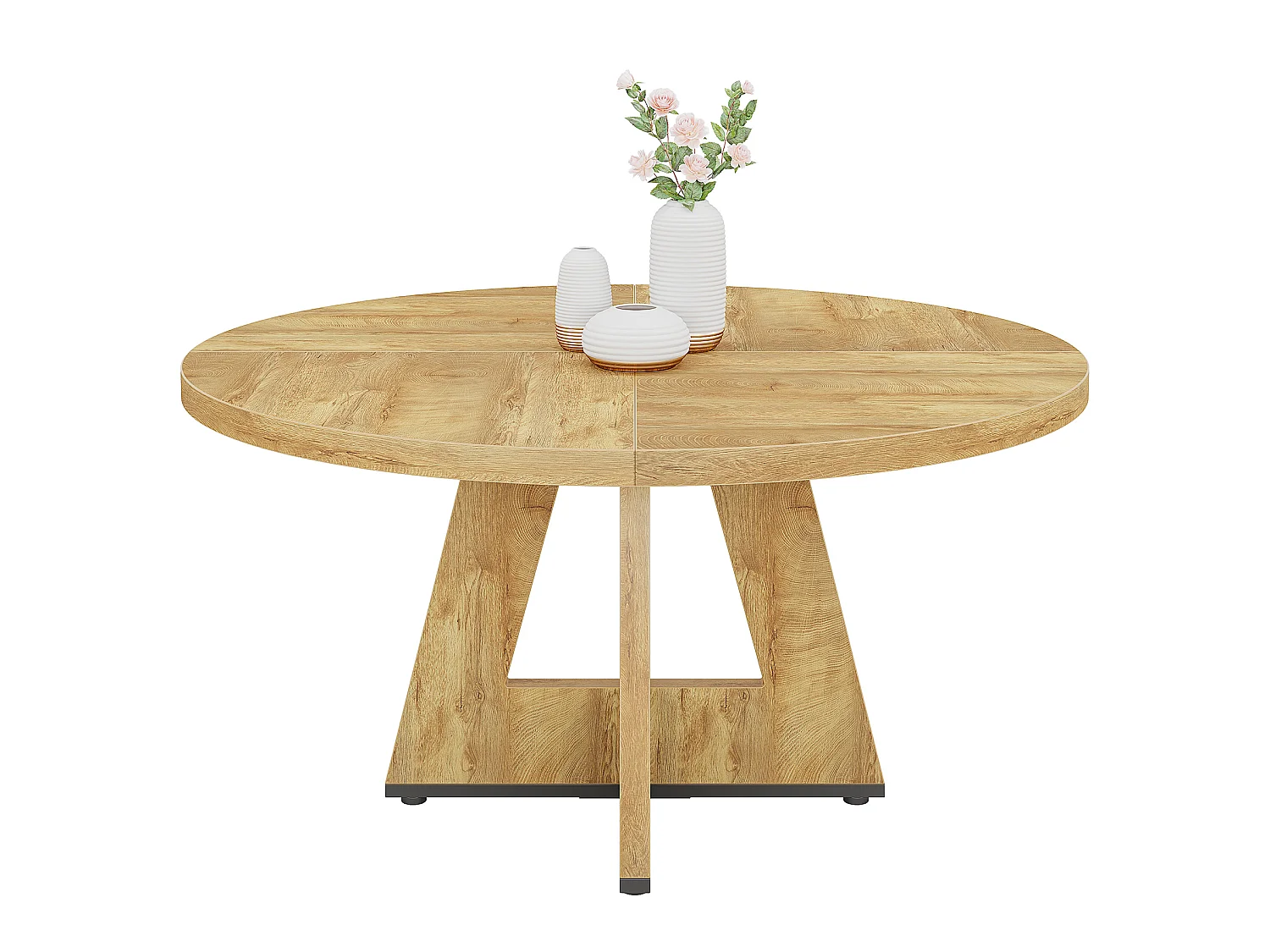 Table de salle à manger ronde pour 4, 120 cm table de cuisine ronde de style campagnard