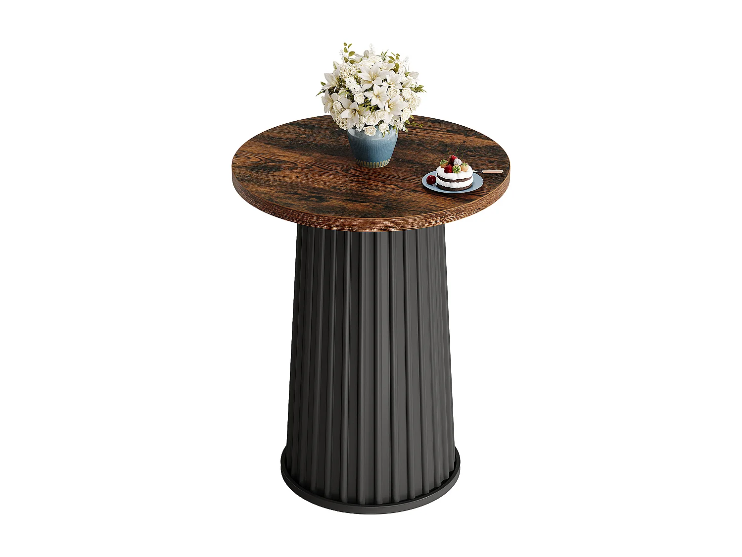 Table de salle à manger ronde pour 2 personnes, petite table de cuisine ronde moderne avec piètement en métal