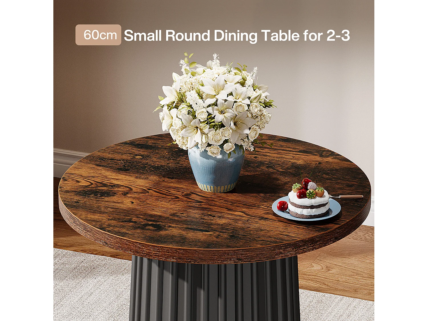 Table de salle à manger ronde pour 2 personnes, petite table de cuisine ronde moderne avec piètement en métal