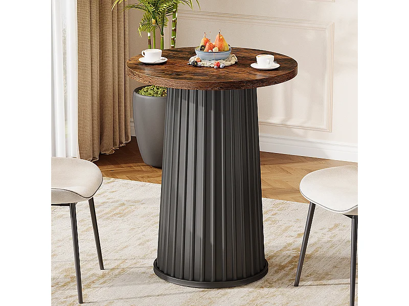 Ronde eettafel voor 2 personen, moderne kleine ronde keukentafel met metalen onderstel