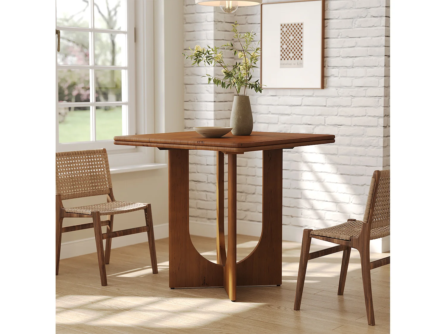 Table de salle à manger carrée en bois pour 2 à 4 personnes, 80 cm, petite table pour salle à manger