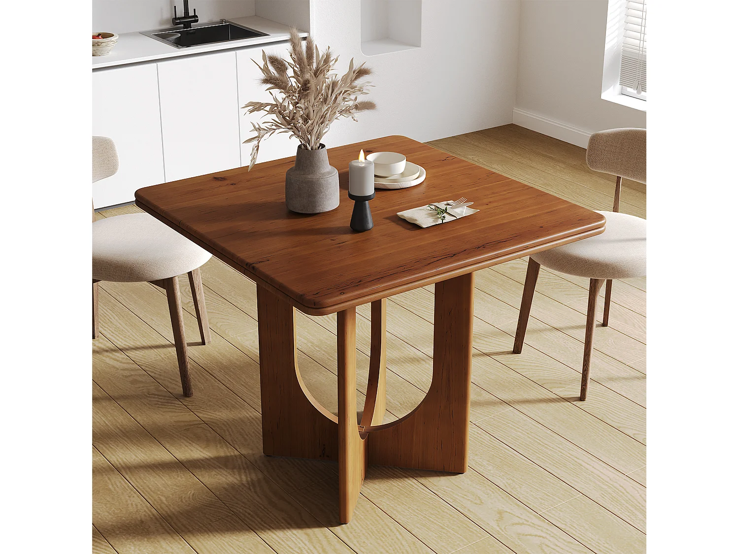 Table de salle à manger carrée en bois pour 2 à 4 personnes, 80 cm, petite table pour salle à manger