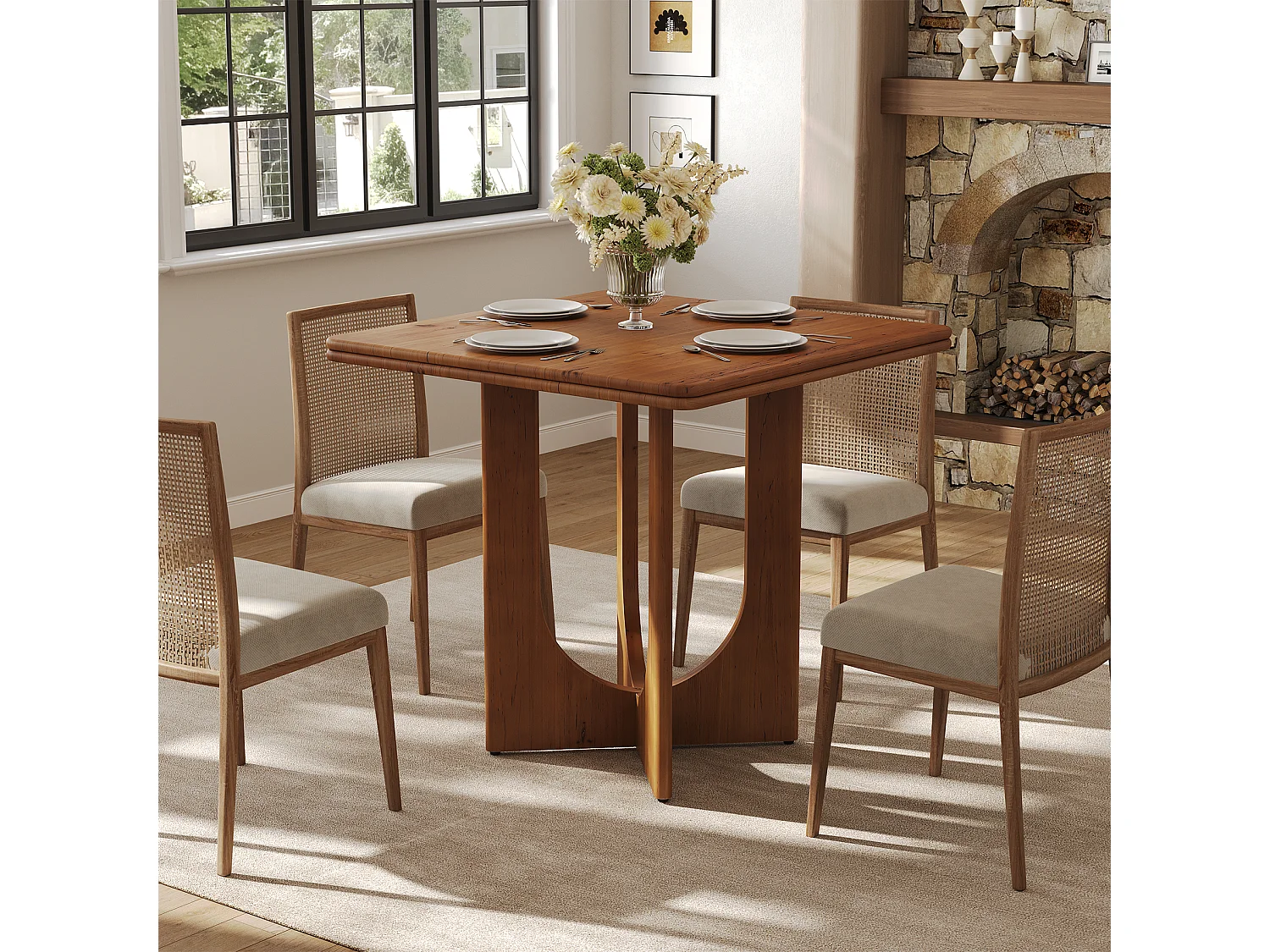 Table de salle à manger carrée en bois pour 2 à 4 personnes, 80 cm, petite table pour salle à manger